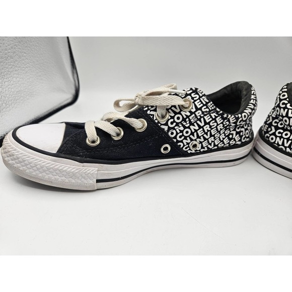 Converse All Star Black and White Logo Canvas Sneakers Shoes Size 6‎ Low Top - Picture 7 of 10